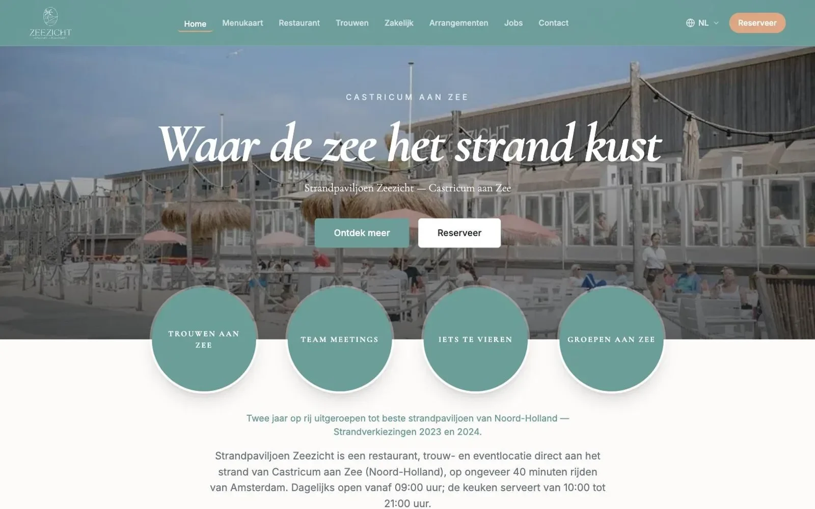 Strandpaviljoen Zeezicht — Website · Events · AI-chat